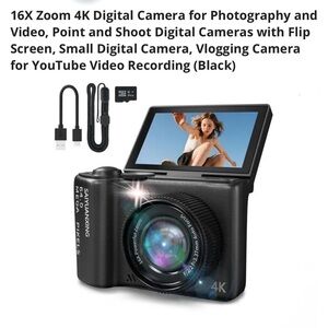 4K Black Digital Vlogging Camera